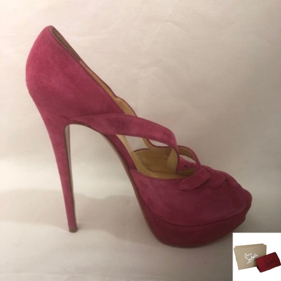 Suede Crisscross Peep Toe Slingback Pump (EUR 38) - Picture 1 of 4